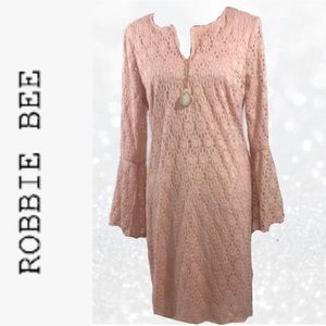 New! Robbie Bee Pink Knit Bell Sleeve Dress Large.
